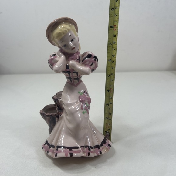 DeLee Hollywood Girl Planter Vase 8" Art Ceramic Vintage 1950 Signed Paper Label - Picture 10 of 11
